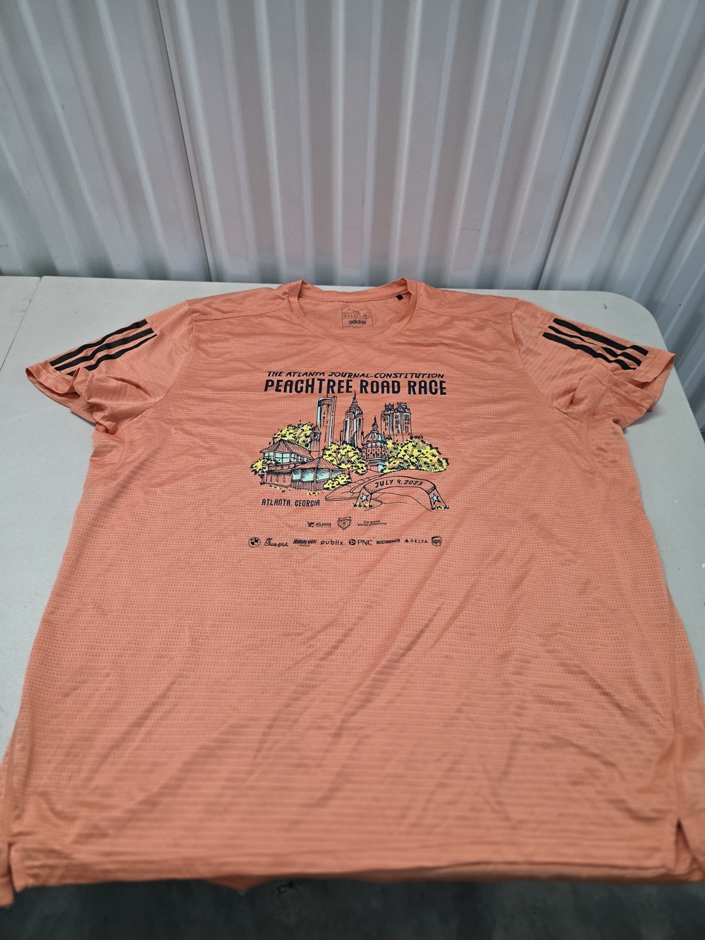 2023 Adidas Peachtree Road Race Shirt Men's 2XL Orange Running Atlanta July 4th